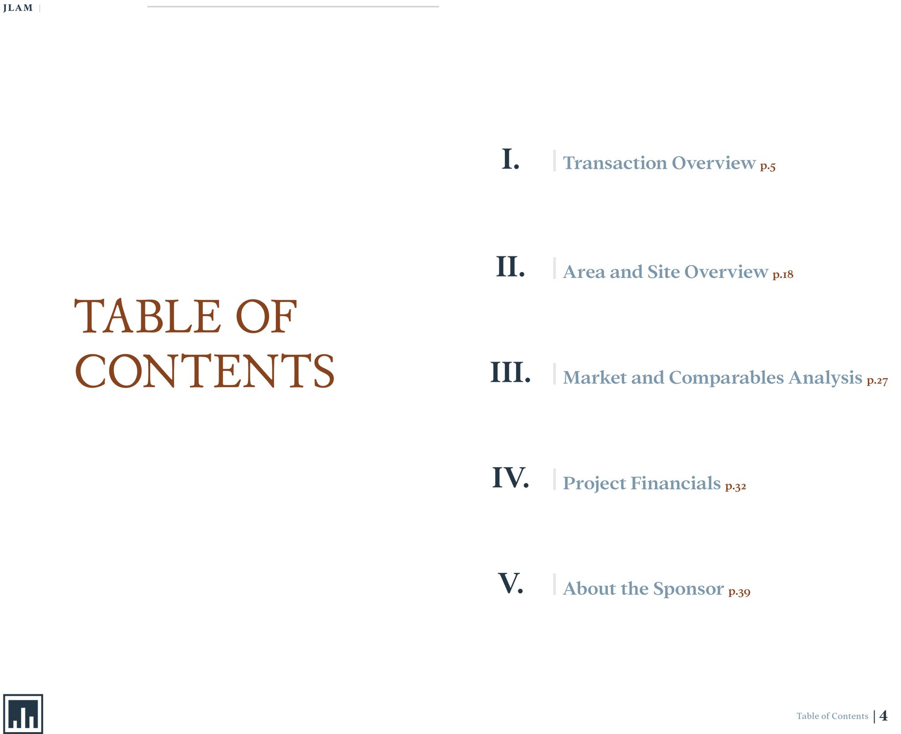JLAM Investment Book Table of Contents